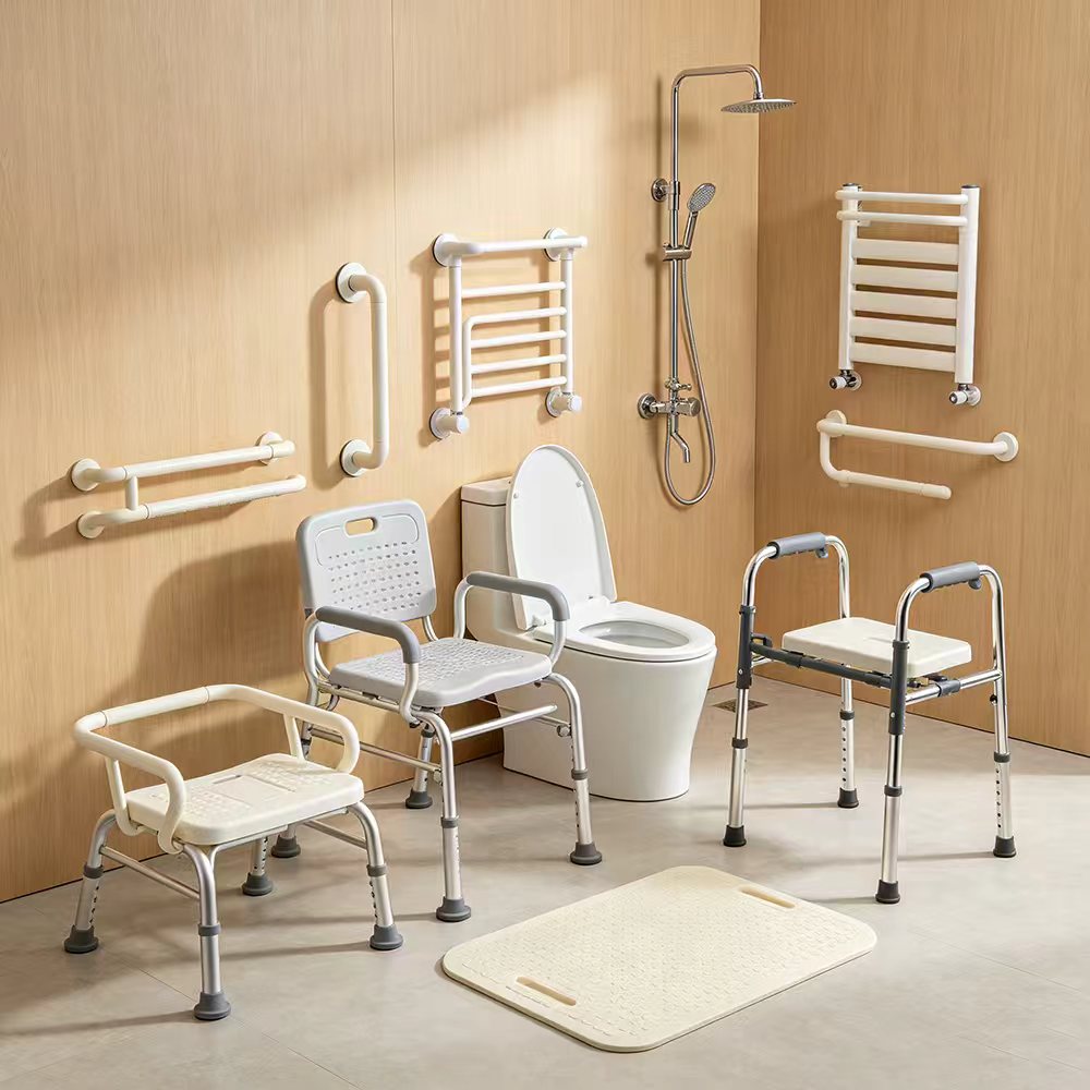 Bathroom Safety - Shower chairs, grab bars, raised toilet seats, bath transfer benches, and non-slip mats for seniors